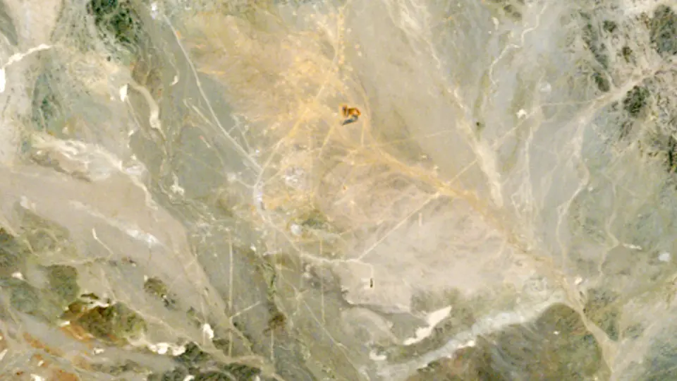 Oyu Tolgoi from orbit, 8 Aug 2004