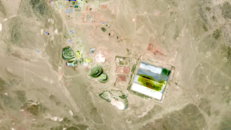 Oyu Tolgoi from orbit, 9 Aug 2016